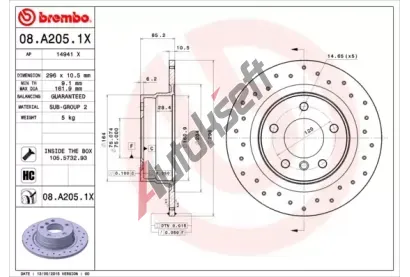 BREMBO Brzdov kotou XTRA LINE - 296 mm BRE 08.A205.1X, 08.A205.1X