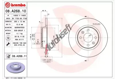 BREMBO Brzdový kotouč - 260 mm BRE 08.A268.10, 08.A268.10 BREMBO Brzdový kotouč - 260 mm BRE 08.A268.10, 08.A268.10