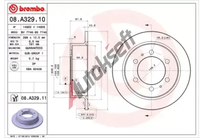 BREMBO Brzdov kotou COATED DISC LINE - 299 mm BRE 08.A329.11, 08.A329.11