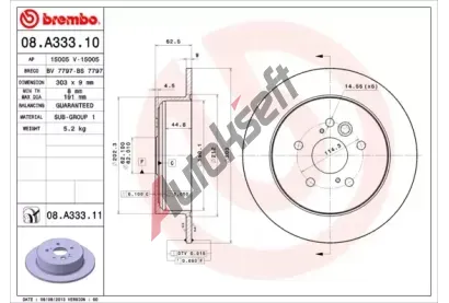 BREMBO Brzdov kotou COATED DISC LINE - 303 mm BRE 08.A333.11, 08.A333.11