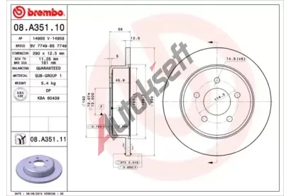 BREMBO Brzdov kotou COATED DISC LINE - 290 mm BRE 08.A351.11, 08.A351.11