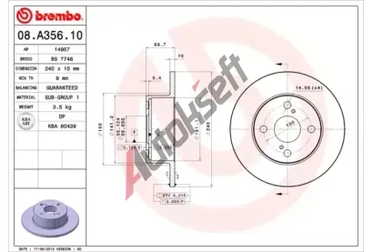 BREMBO Brzdov kotou - 240 mm BRE 08.A356.10, 08.A356.10