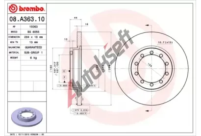 BREMBO Brzdov kotou - 284 mm BRE 08.A363.10, 08.A363.10