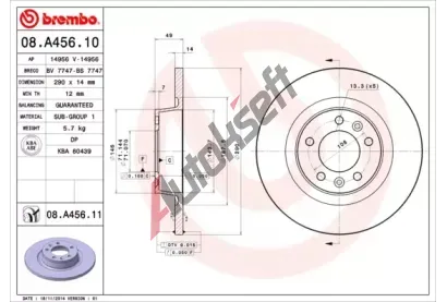 BREMBO Brzdov kotou COATED DISC LINE - 290 mm BRE 08.A456.11, 08.A456.11