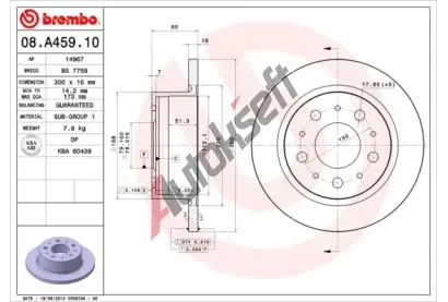 BREMBO Brzdov kotou - 300 mm BRE 08.A459.10, 08.A459.10
