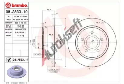 BREMBO Brzdov kotou COATED DISC LINE - 305 mm BRE 08.A533.11, 08.A533.11