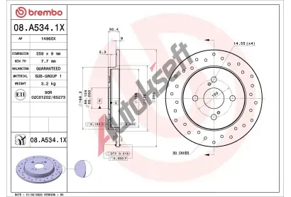 BREMBO Brzdov kotou XTRA LINE - 259 mm BRE 08.A534.1X, 08.A534.1X