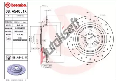 BREMBO Brzdov kotou XTRA LINE - 302 mm BRE 08.A540.1X, 08.A540.1X