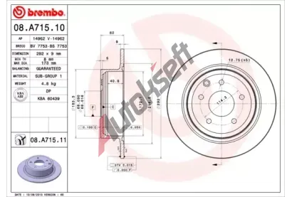 BREMBO Brzdov kotou COATED DISC LINE - 292 mm BRE 08.A715.11, 08.A715.11