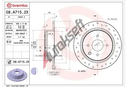 BREMBO Brzdov� kotou� XTRA LINE - Xtra BRE 08.A715.2X, 08.A715.2X