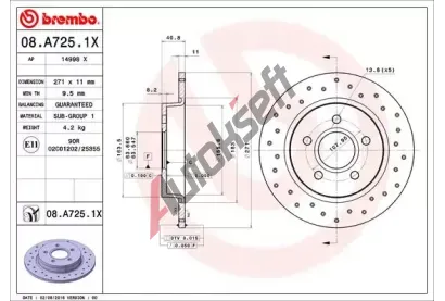 BREMBO Brzdov kotou XTRA LINE - 271 mm BRE 08.A725.1X, 08.A725.1X