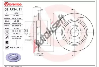 BREMBO Brzdov kotou COATED DISC LINE - 300 mm BRE 08.A734.11, 08.A734.11