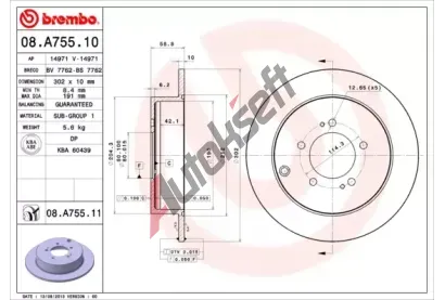 BREMBO Brzdov kotou COATED DISC LINE - 302 mm BRE 08.A755.11, 08.A755.11