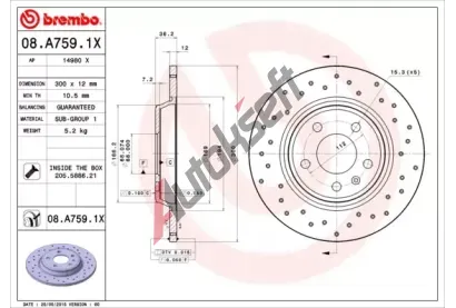 BREMBO Brzdov kotou XTRA LINE - 300 mm BRE 08.A759.1X, 08.A759.1X