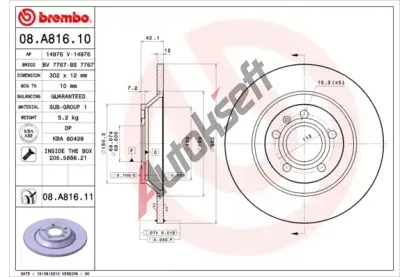 BREMBO Brzdov kotou COATED DISC LINE - 302 mm BRE 08.A816.11, 08.A816.11