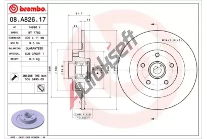 BREMBO Brzdov kotou s loiskem BEARING DISC LINE - 300 mm BRE 08.A826.17, 08.A826.17