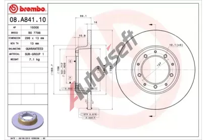 BREMBO Brzdov kotou - 298 mm BRE 08.A841.10, 08.A841.10