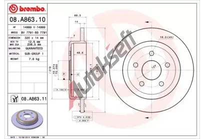 BREMBO Brzdov kotou COATED DISC LINE - 320 mm BRE 08.A863.11, 08.A863.11