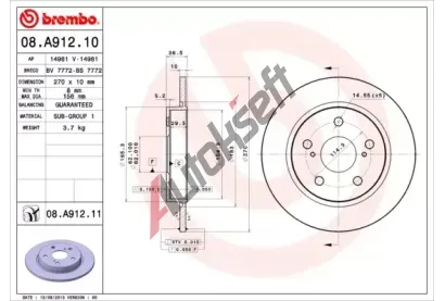 BREMBO Brzdov kotou COATED DISC LINE - 270 mm BRE 08.A912.11, 08.A912.11