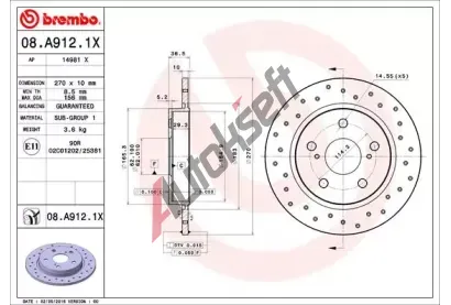 BREMBO Brzdov kotou XTRA LINE - 270 mm BRE 08.A912.1X, 08.A912.1X