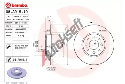 BREMBO Brzdov kotou COATED DISC LINE - 251 mm BRE 08.A915.11, 08.A915.11