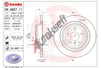 BREMBO Brzdov kotou COATED DISC LINE - 325 mm BRE 08.A957.11, 08.A957.11