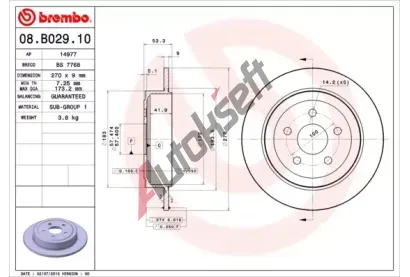 BREMBO Brzdov kotou - 270 mm BRE 08.B029.10, 08.B029.10
