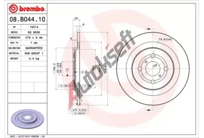 BREMBO Brzdov kotou - 278 mm BRE 08.B044.10, 08.B044.10