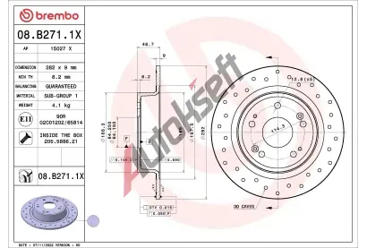 BREMBO Brzdov kotou XTRA LINE - 282 mm BRE 08.B271.1X, 08.B271.1X