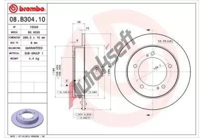 BREMBO Brzdov kotou - 290 mm BRE 08.B304.10, 08.B304.10