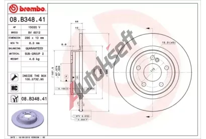 BREMBO Brzdov kotou COATED DISC LINE - 295 mm BRE 08.B348.41, 08.B348.41