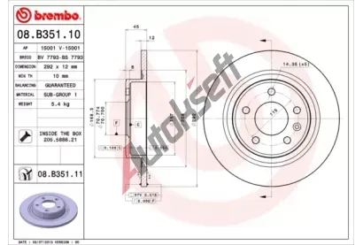 BREMBO Brzdov kotou COATED DISC LINE - 292 mm BRE 08.B351.11, 08.B351.11