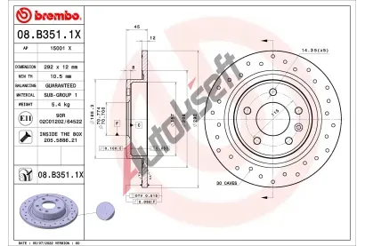 BREMBO Brzdov kotou XTRA LINE - 292 mm BRE 08.B351.1X, 08.B351.1X