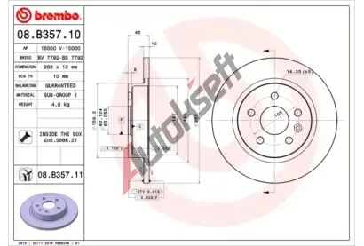 BREMBO Brzdov kotou - 268 mm BRE 08.B357.10, 08.B357.10