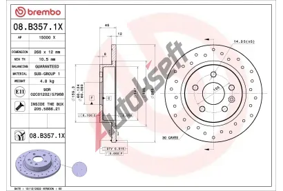 BREMBO Brzdov kotou XTRA LINE - 268 mm BRE 08.B357.1X, 08.B357.1X