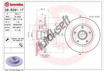 BREMBO Brzdov kotou BEARING DISC LINE - 260 mm BRE 08.B391.17, 08.B391.17