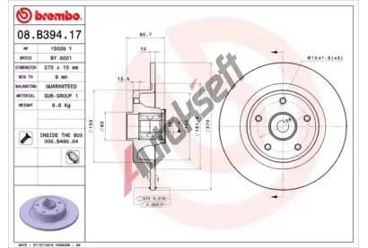 BREMBO Brzdov kotou BEARING DISC LINE - 270 mm BRE 08.B394.17, 08.B394.17