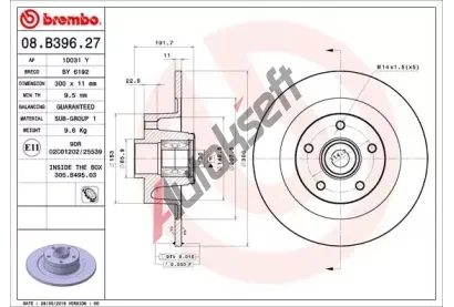 BREMBO Brzdov kotou s loiskem BEARING DISC LINE - 300 mm BRE 08.B396.27, 08.B396.27