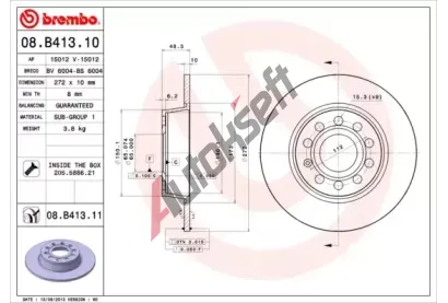 BREMBO Brzdov kotou COATED DISC LINE - 272 mm BRE 08.B413.11, 08.B413.11