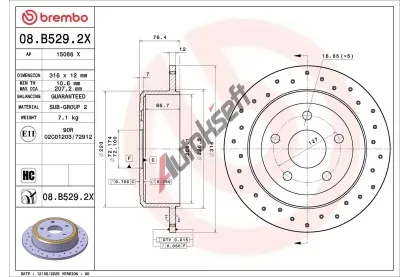 BREMBO Brzdový kotouč XTRA LINE - Xtra BRE 08.B529.2X, 08.B529.2X BREMBO Brzdový kotouč XTRA LINE - Xtra BRE 08.B529.2X, 08.B529.2X