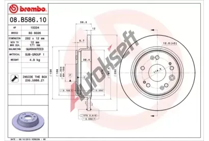BREMBO Brzdov kotou - 282 mm BRE 08.B586.10, 08.B586.10