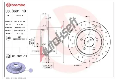 BREMBO Brzdov kotou XTRA LINE - 280 mm BRE 08.B601.1X, 08.B601.1X