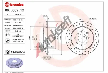 BREMBO Brzdov kotou XTRA LINE - 239 mm BRE 08.B602.1X, 08.B602.1X