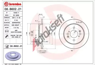 BREMBO Brzdov kotou COATED DISC LINE - 239 mm BRE 08.B602.21, 08.B602.21