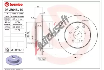 BREMBO Brzdov kotou COATED DISC LINE - 297 mm BRE 08.B646.11, 08.B646.11