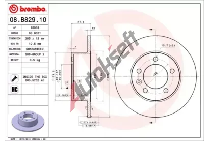 BREMBO Brzdov kotou - 305 mm BRE 08.B829.10, 08.B829.10