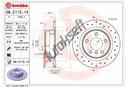 BREMBO Brzdov kotou XTRA LINE - 290 mm BRE 08.C115.1X, 08.C115.1X