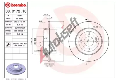 BREMBO Brzdov kotou - 262 mm BRE 08.C172.10, 08.C172.10