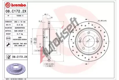 BREMBO Brzdov kotou XTRA LINE - 262 mm BRE 08.C172.2X, 08.C172.2X