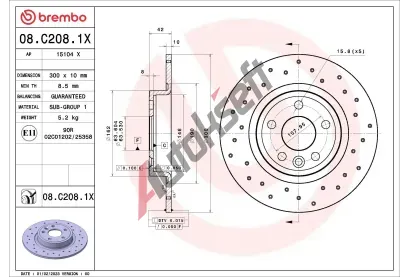 BREMBO Brzdov kotou XTRA LINE - 300 mm BRE 08.C208.1X, 08.C208.1X